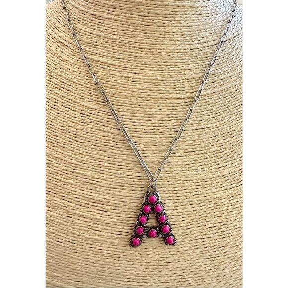 Initial Necklace Hot Pink Barbie Western Nashville ￼B, A - Picture 3 of 4